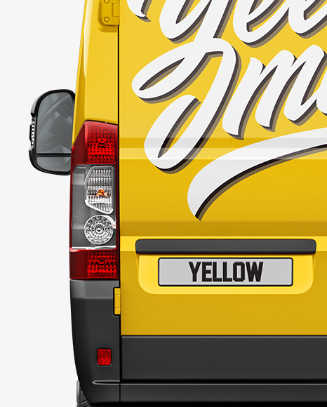 Download Panel Van Mockup Back View In Vehicle Mockups On Yellow Images Object Mockups PSD Mockup Templates