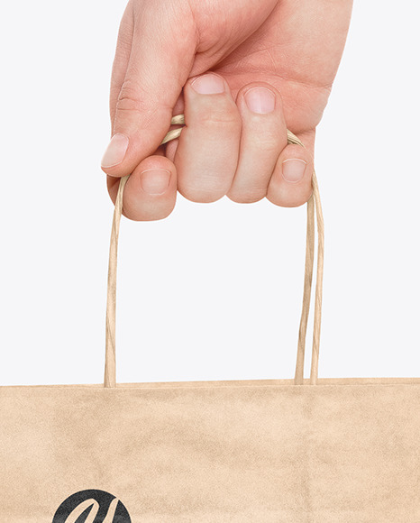 Hand w  Paper Bag Mockup PSD #6