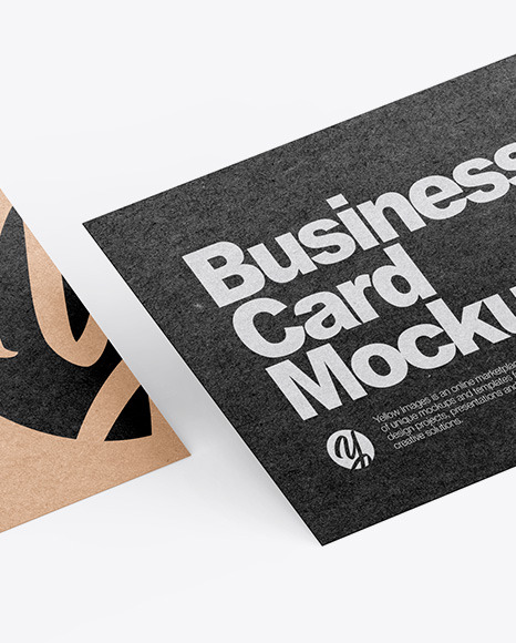 Download Two Kraft Business Cards Mockup in Stationery Mockups on Yellow Images Object Mockups