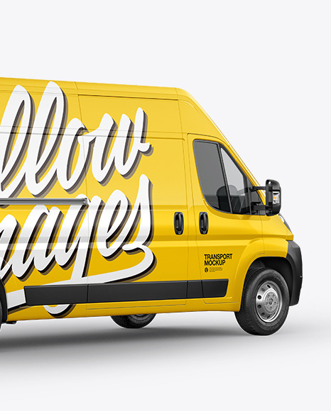 Panel Van Mockup Back Halfside View In Vehicle Mockups On Yellow Images Object Mockups