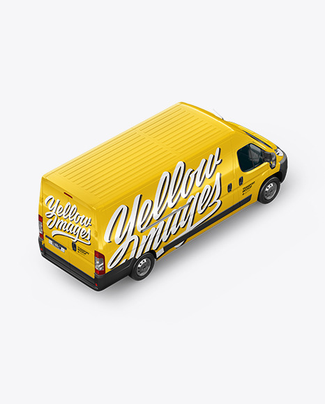 Download Panel Van Mockup Back Half Side View High Angle Shot In Vehicle Mockups On Yellow Images Object Mockups PSD Mockup Templates