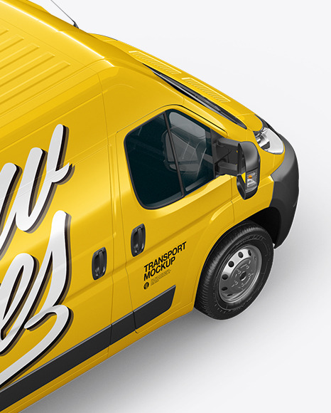 Download Panel Van Mockup Back Half Side View High Angle Shot In Vehicle Mockups On Yellow Images Object Mockups PSD Mockup Templates