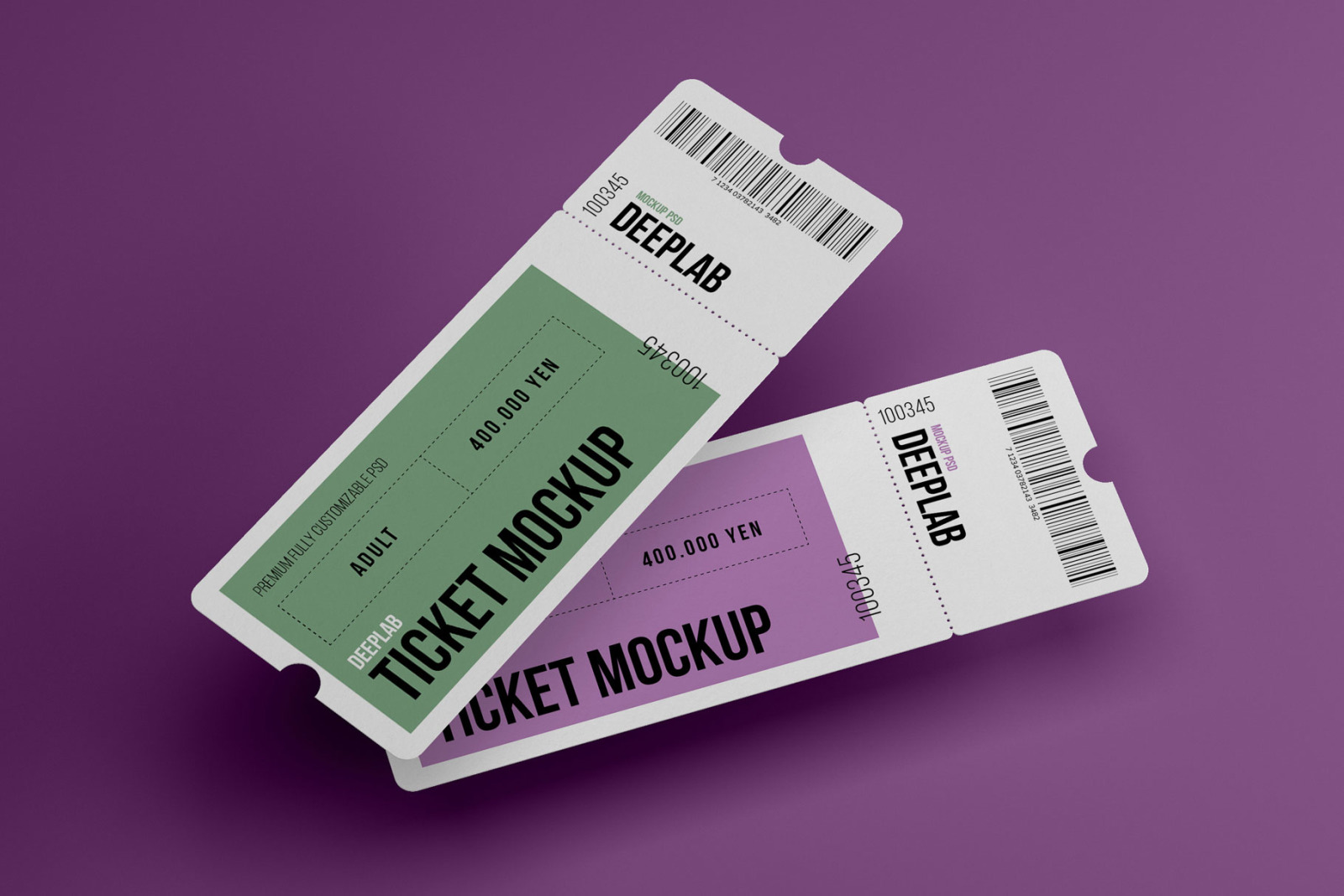 Event Tickets Mockup Set on Yellow Images Creative Store