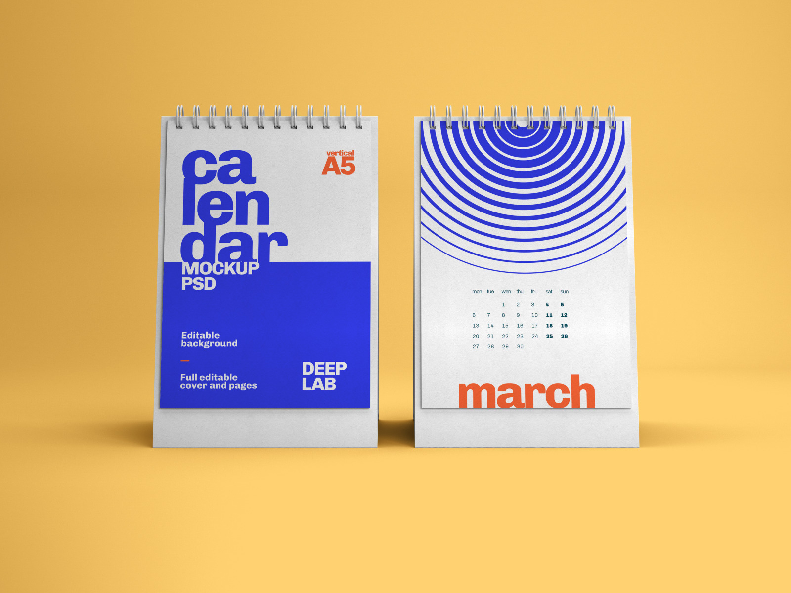 Vertical, Square, Horizontal Calendar Mockup Set in