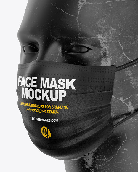 Face Mask Mockup In Apparel Mockups On Yellow Images Object Mockups