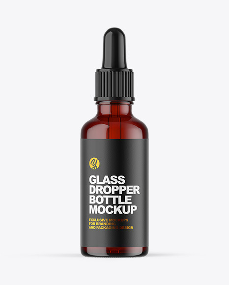 Dark Amber Glass Dropper Bottle Mockup PSD #2
