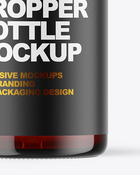 Dark Amber Glass Dropper Bottle Mockup PSD #6