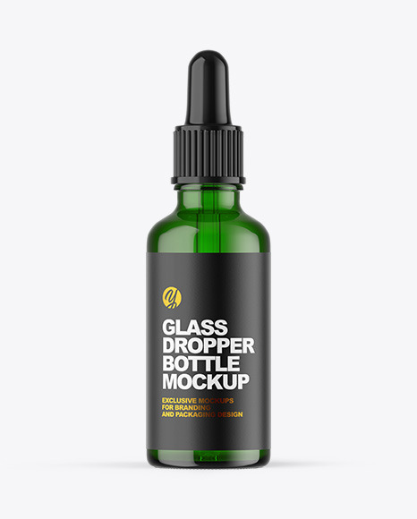Green Glass Dropper Bottle Mockup PSD #2