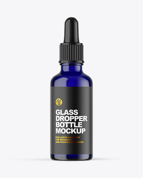 Blue Glass Dropper Bottle Mockup PSD #2