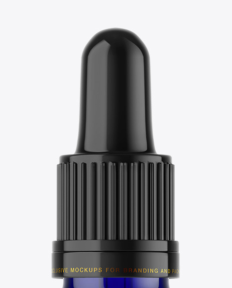 Blue Glass Dropper Bottle Mockup PSD #1