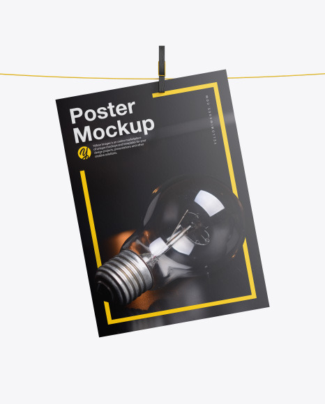 Download Poster W Pin Mockup In Stationery Mockups On Yellow Images Object Mockups PSD Mockup Templates