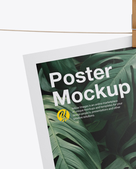 Poster W Pin Mockup In Stationery Mockups On Yellow Images Object Mockups