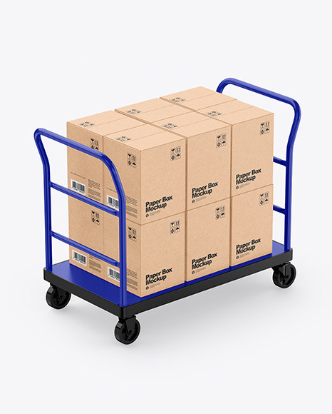 Download Warehouse Trolley With Kraft Boxes Mockup In Box Mockups On Yellow Images Object Mockups PSD Mockup Templates