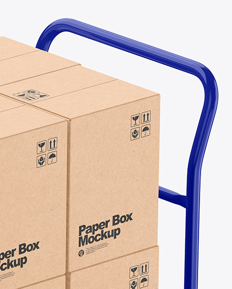 Download Warehouse Trolley With Kraft Boxes Mockup In Box Mockups On Yellow Images Object Mockups