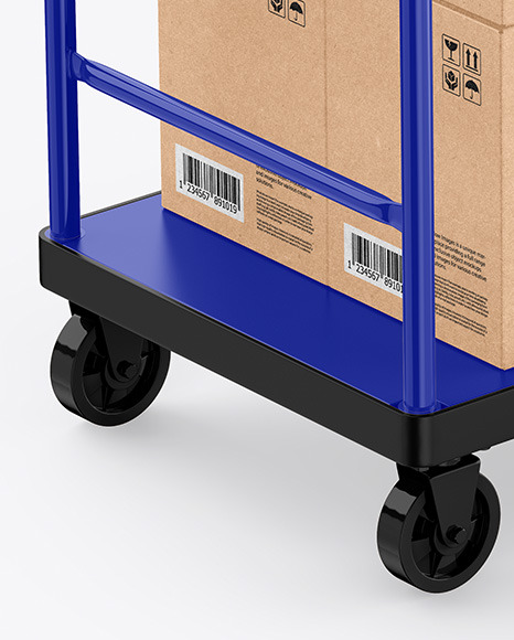 Download Warehouse Trolley With Kraft Boxes Mockup In Box Mockups On Yellow Images Object Mockups