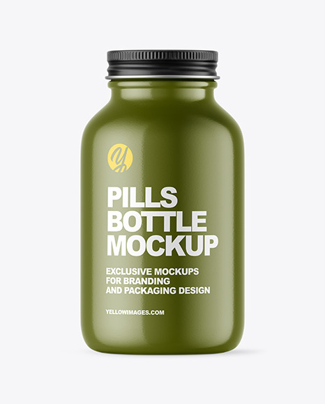 Glossy Pills Bottle Mockup In Bottle Mockups On Yellow Images Object Mockups