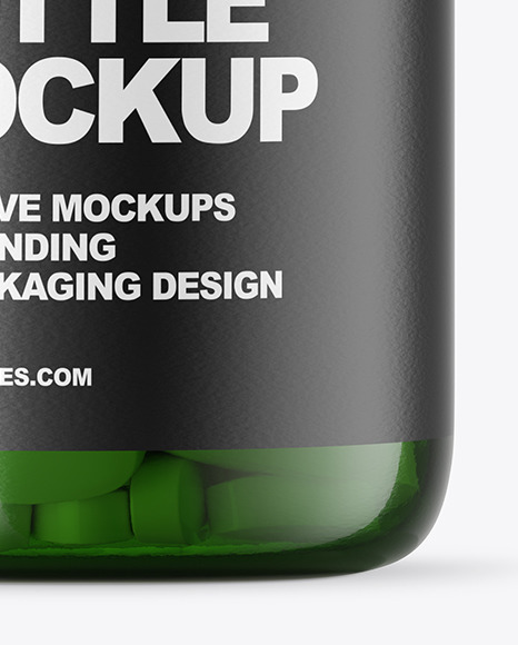 Download Green Glass Pills Bottle Mockup In Bottle Mockups On Yellow Images Object Mockups PSD Mockup Templates