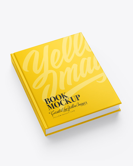 Hardcover Book w/ Matte Cover Mockup in Stationery Mockups on Yellow Images Object Mockups