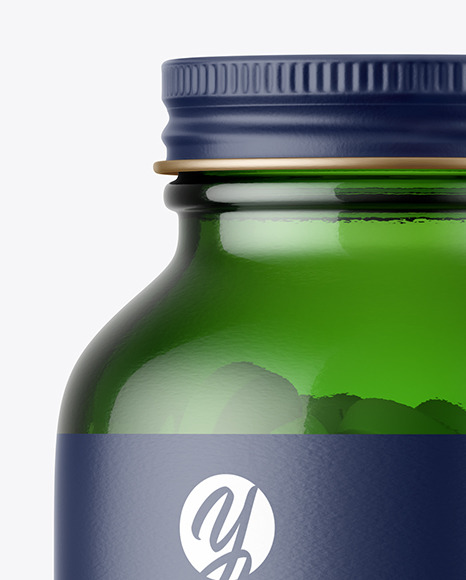 Green Glass Pills Bottle Mockup PSD #2