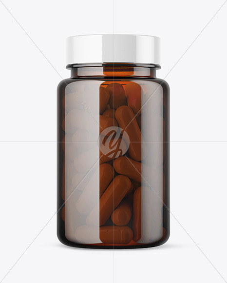 Amber Pills Bottle Mockup In Bottle Mockups On Yellow Images Object Mockups