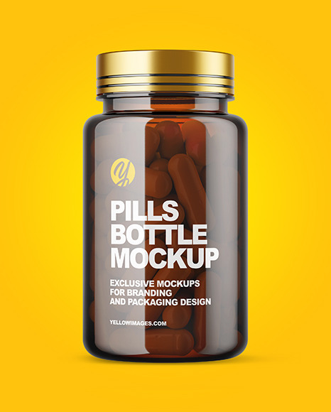 Amber Pills Bottle Mockup