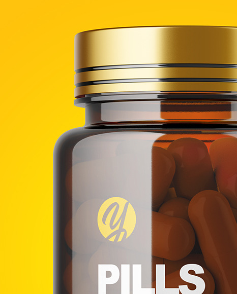 Download Amber Pills Bottle Mockup in Bottle Mockups on Yellow Images Object Mockups