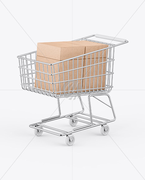 Download Shopping Cart W Kraft Boxes Mockup In Packaging Mockups On Yellow Images Object Mockups PSD Mockup Templates