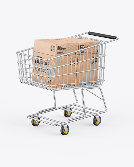 Download Shopping Cart W Kraft Boxes Mockup In Packaging Mockups On Yellow Images Object Mockups Yellowimages Mockups