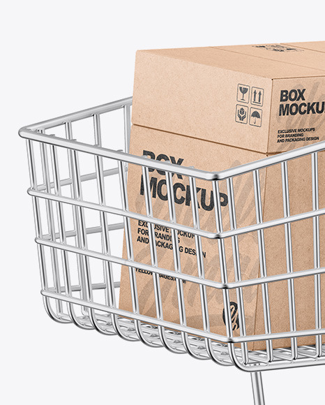 Download Shopping Cart W Kraft Boxes Mockup In Packaging Mockups On Yellow Images Object Mockups Yellowimages Mockups