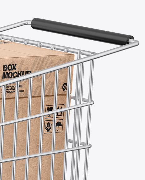 Download Shopping Cart W Kraft Boxes Mockup In Packaging Mockups On Yellow Images Object Mockups