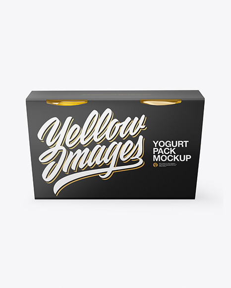 Download Yogurt 4 Pack Mockup In Box Mockups On Yellow Images Object Mockups PSD Mockup Templates