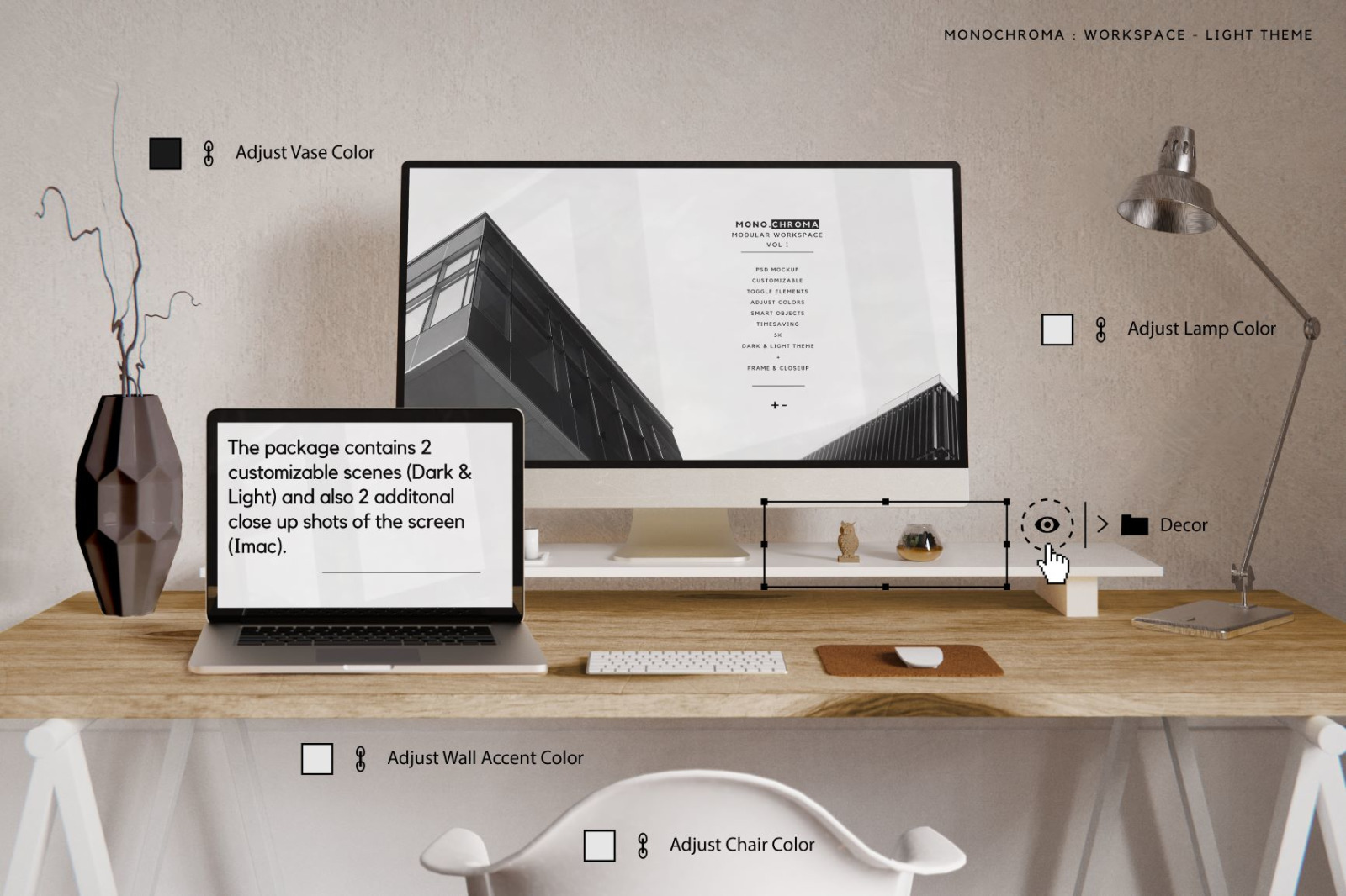 Customizable Workspace Mockup Imac Macbook Pro In Device Mockups On Yellow Images Creative Store