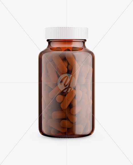 Download Amber Glass Bottle With Pills Mockup In Bottle Mockups On Yellow Images Object Mockups