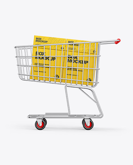 Download Shopping Cart W/ Paper Boxes Mockup in Packaging Mockups on Yellow Images Object Mockups