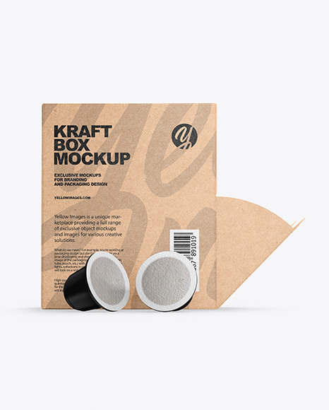 Download Kraft Box With Coffee Capsules Mockup Yellow Author PSD Mockup Templates