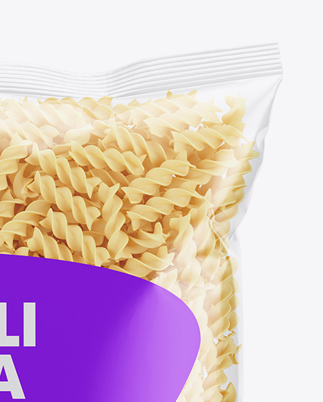 Plastic Bag With Fusilli Pasta In Bag Sack Mockups On Yellow Images Object Mockups