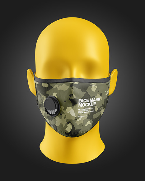 Download Face Mask With Valve Mockup In Apparel Mockups On Yellow Images Object Mockups