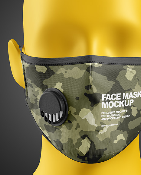 Download Free Face Mask With Valve Mockup In Apparel Mockups On Yellow Images PSD Mockups