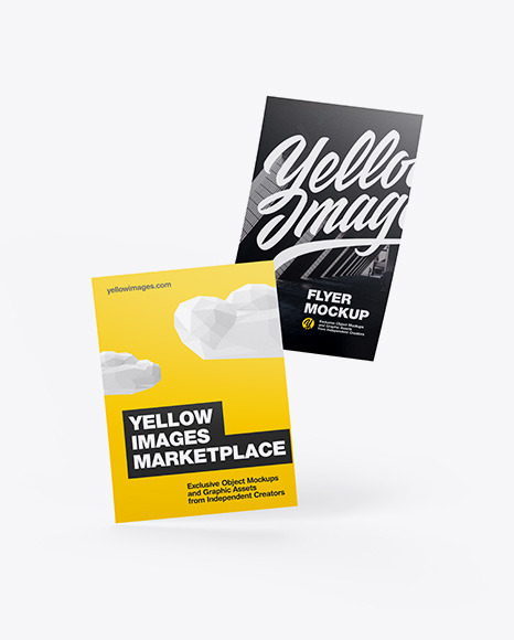 Download Two A6 Flyers Mockup In Stationery Mockups On Yellow Images Object Mockups