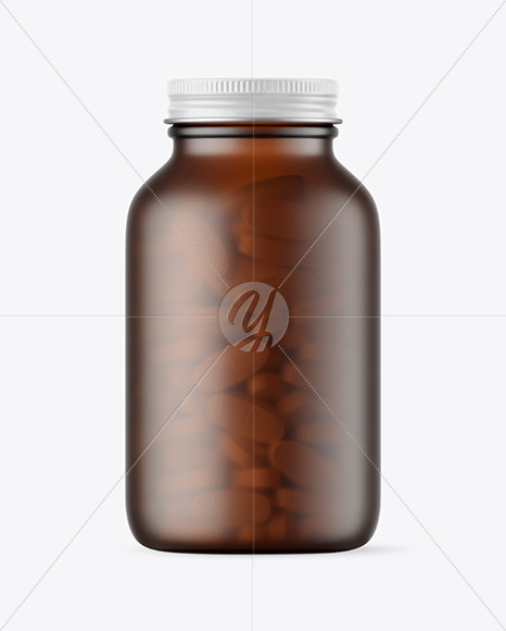 Frosted Amber Glass Pills Bottle Mockup In Bottle Mockups On Yellow Images Object Mockups