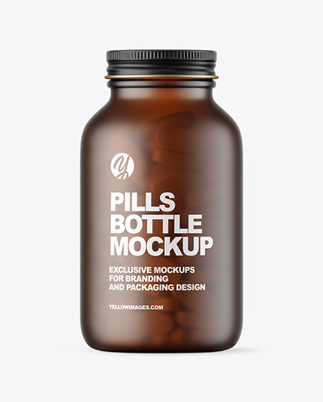 Download Frosted Amber Glass Pills Bottle Mockup In Bottle Mockups On Yellow Images Object Mockups Yellowimages Mockups