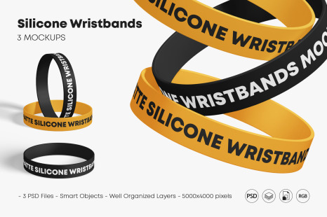 Matte Silicone Wristbands Mockup Set In Apparel Mockups On Yellow Images Creative Store