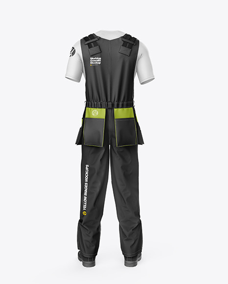 Download Working Overalls Mockup Back View In Apparel Mockups On Yellow Images Object Mockups