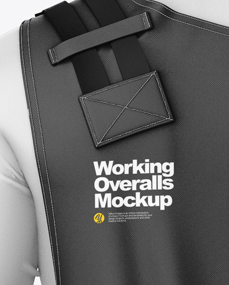 Working Overalls Mockup – Back View in Apparel Mockups on Yellow Images