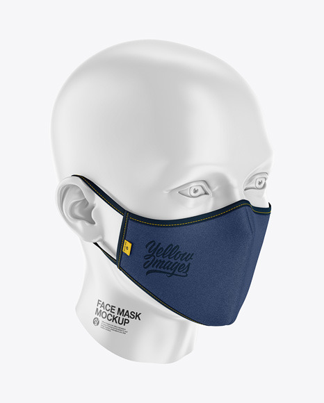 Download Face Mask Mockup Front Half Side View High Angle In Apparel Mockups On Yellow Images Object Mockups