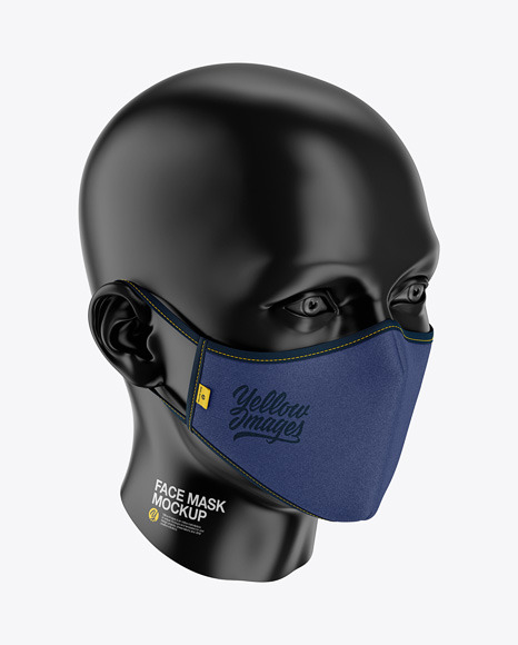 Download Face Mask Mockup Front Half Side View High Angle In Apparel Mockups On Yellow Images Object Mockups