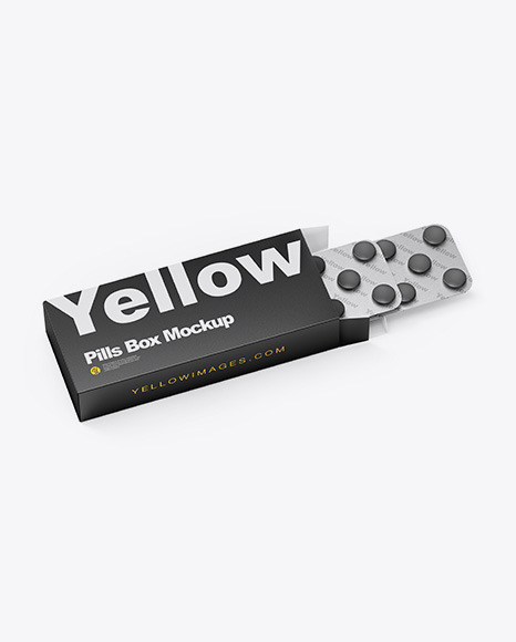 Download Paper Box W Pills Mockup In Box Mockups On Yellow Images Object Mockups PSD Mockup Templates