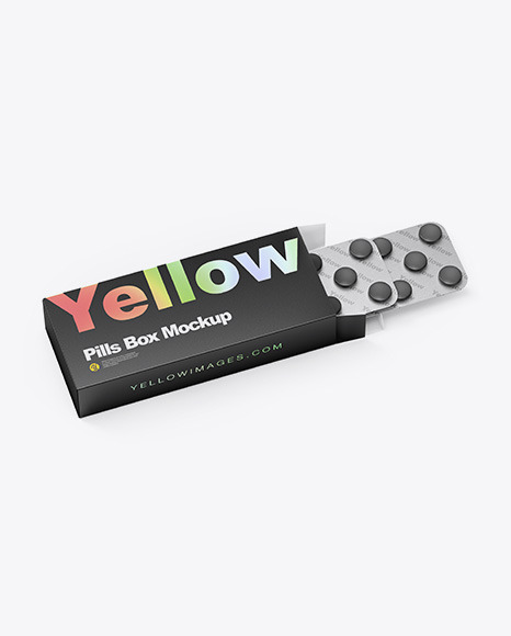 Download Paper Box W Pills Mockup In Box Mockups On Yellow Images Object Mockups PSD Mockup Templates