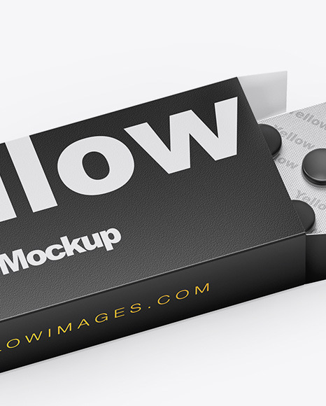 Download Paper Box W/ Pills Mockup in Box Mockups on Yellow Images Object Mockups