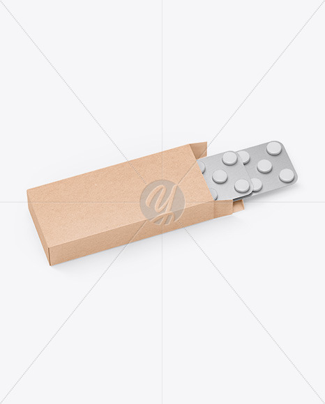 Download Opened Paper Box Glossy Pills Blister Psd Mockup Half Side View Yellowimages